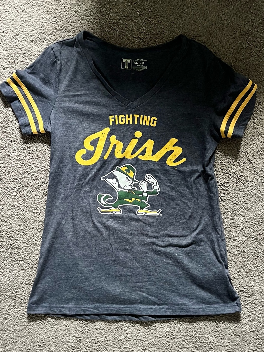 Fighting Irish V-Neck Tee - Navy and Yellow
